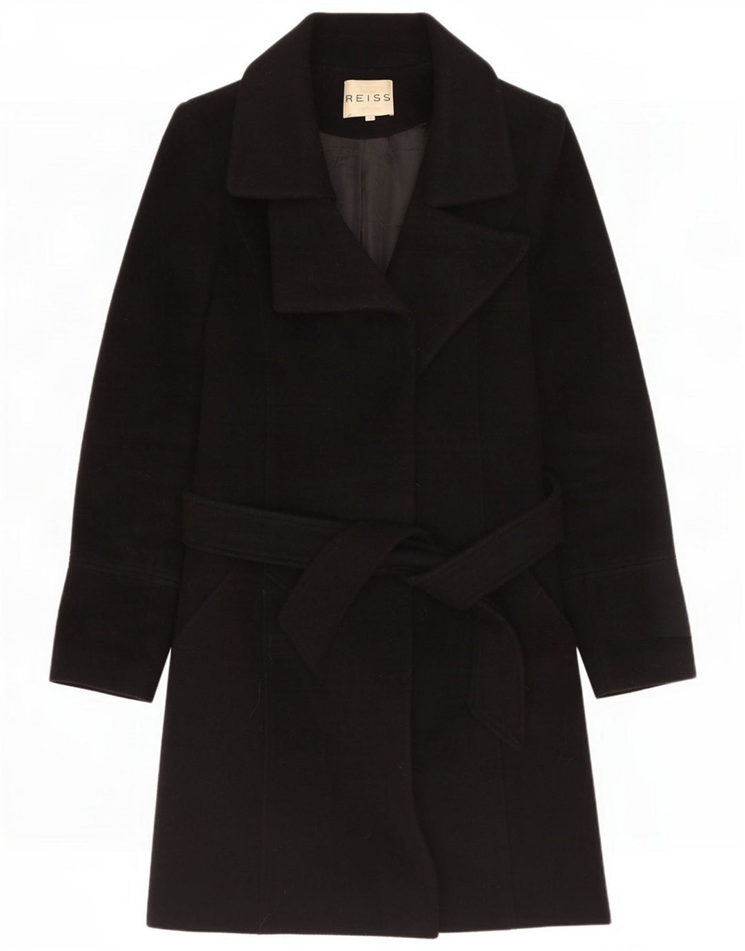 Abrigo extragrande para mujer Reiss UK 10 Small Black Wool