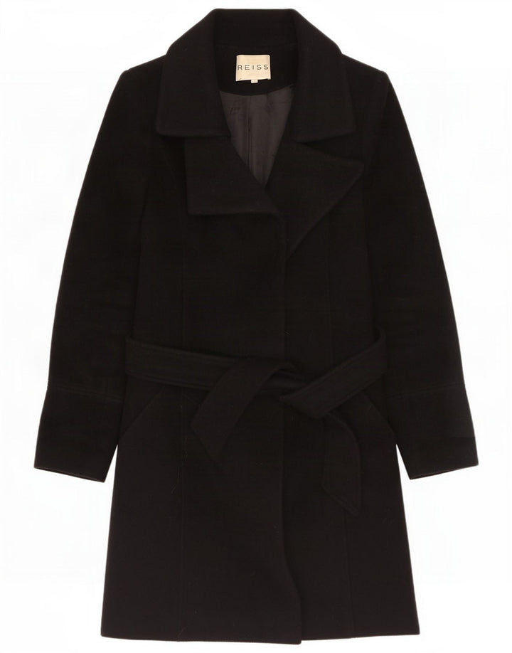Abrigo extragrande para mujer Reiss UK 10 Small Black Wool