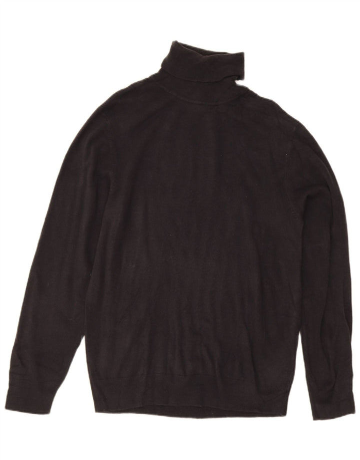 Marks & Spencer Mens Blue Harbour Roll Neck Jumper Sweater Medium Black