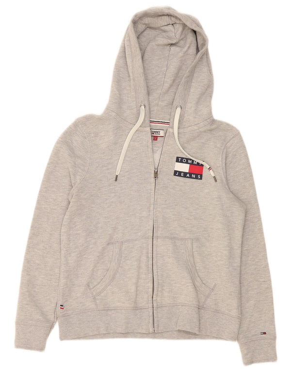 Tommy Hilfiger Damen-Kapuzenpullover mit Reißverschluss, UK 16, Größe L, Grau, Baumwolle
