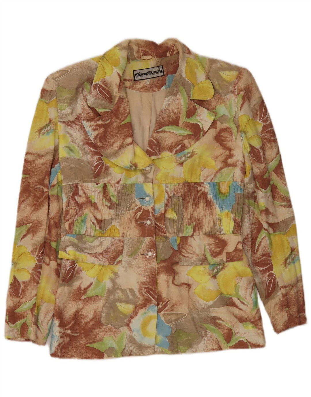 Giacca blazer vintage da donna a 4 bottoni UK 10 piccolo floreale multicolore