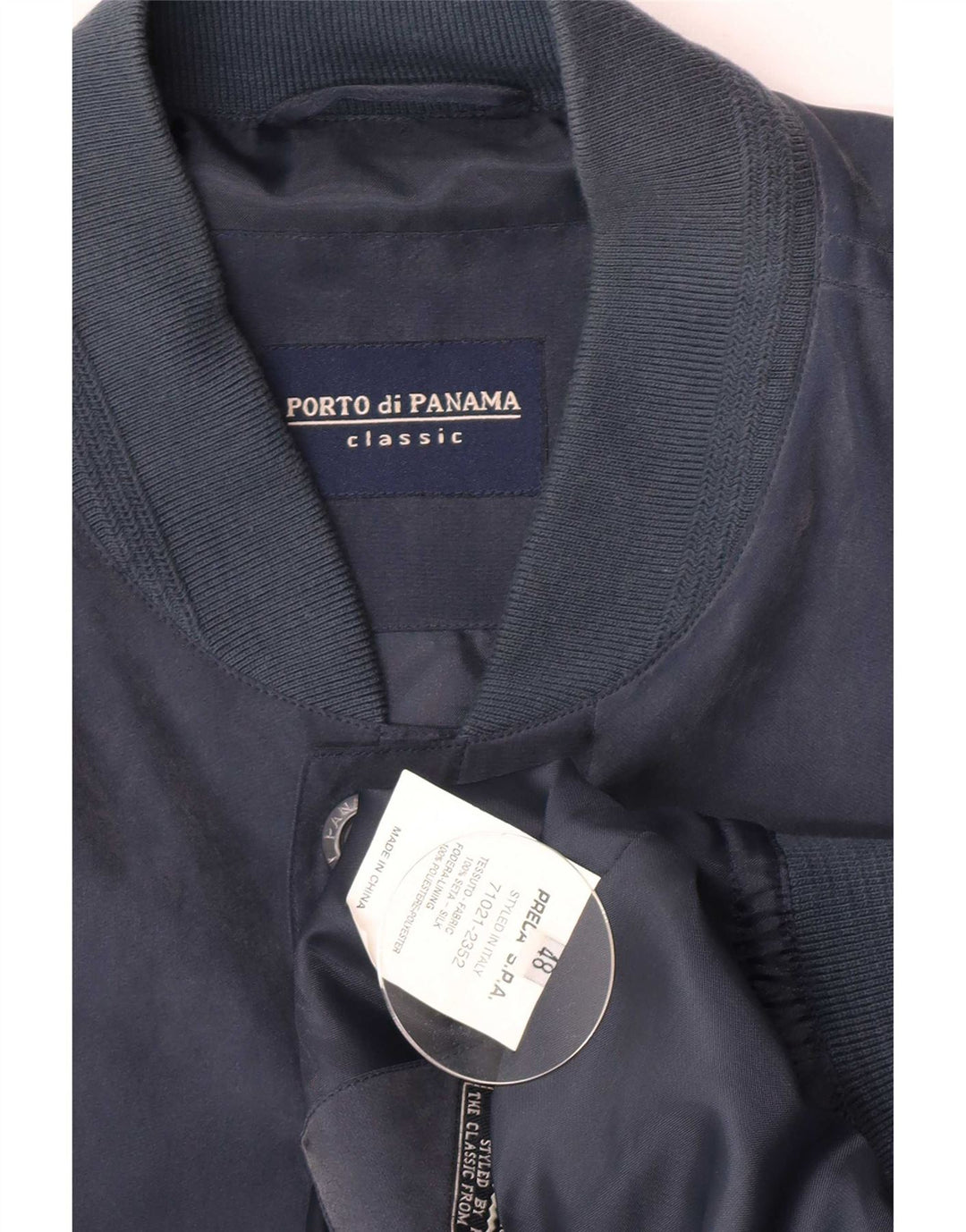 Porto Di Panama Chaqueta Bomber para Hombre IT 48 Seda Azul Marino Mediana