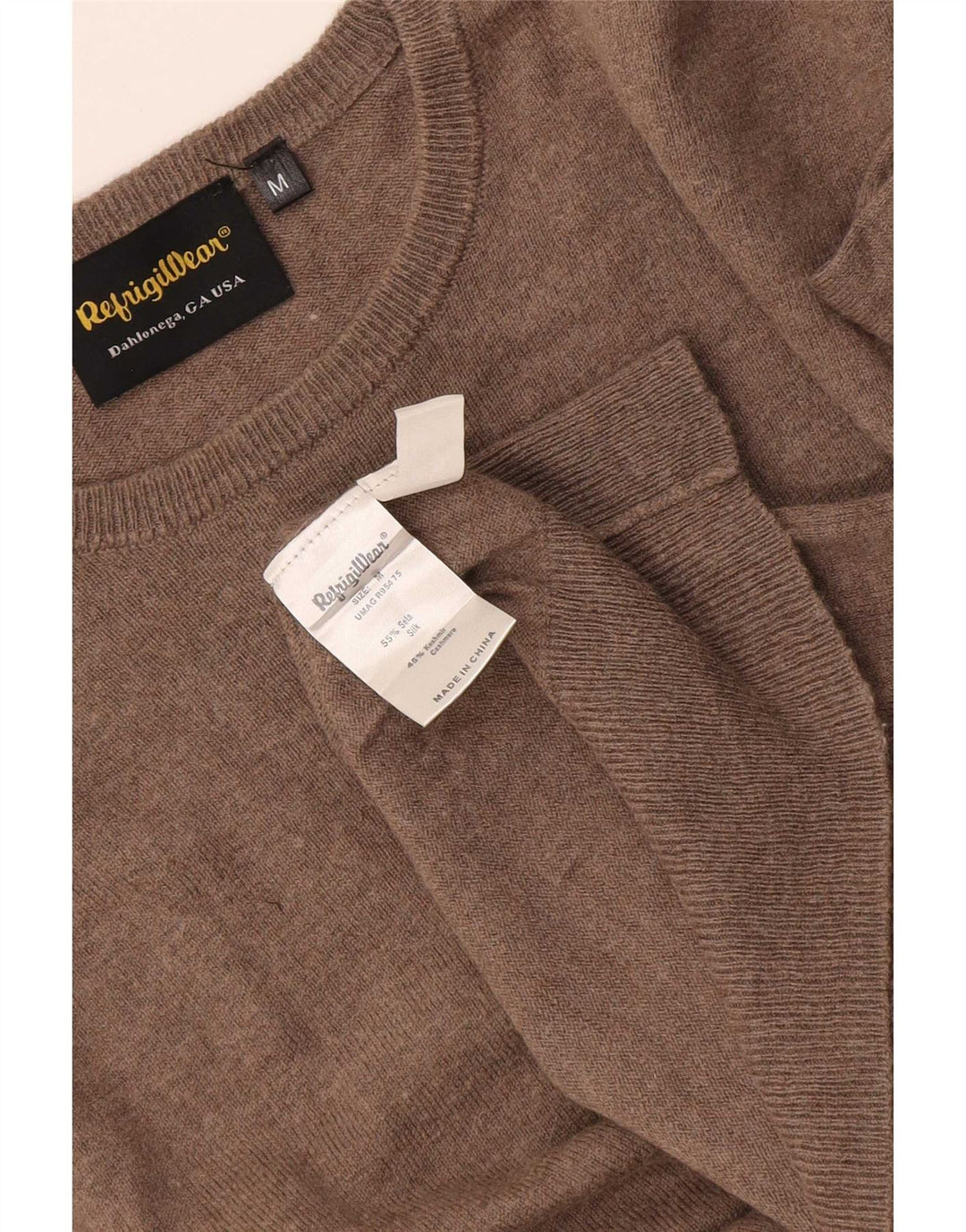 Refrigiwear Maglione Girocollo da Uomo in Seta Marrone Medio