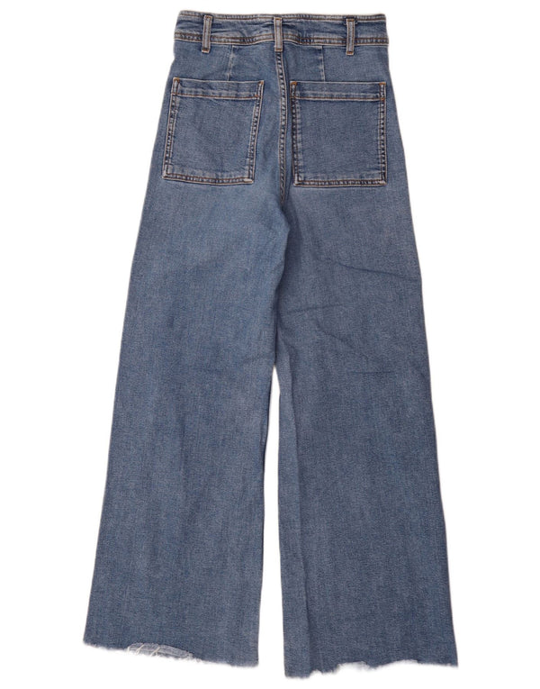 Zara Vaqueros de pierna ancha y cintura alta para mujer EU 38 Small W28 L30 Algodón azul