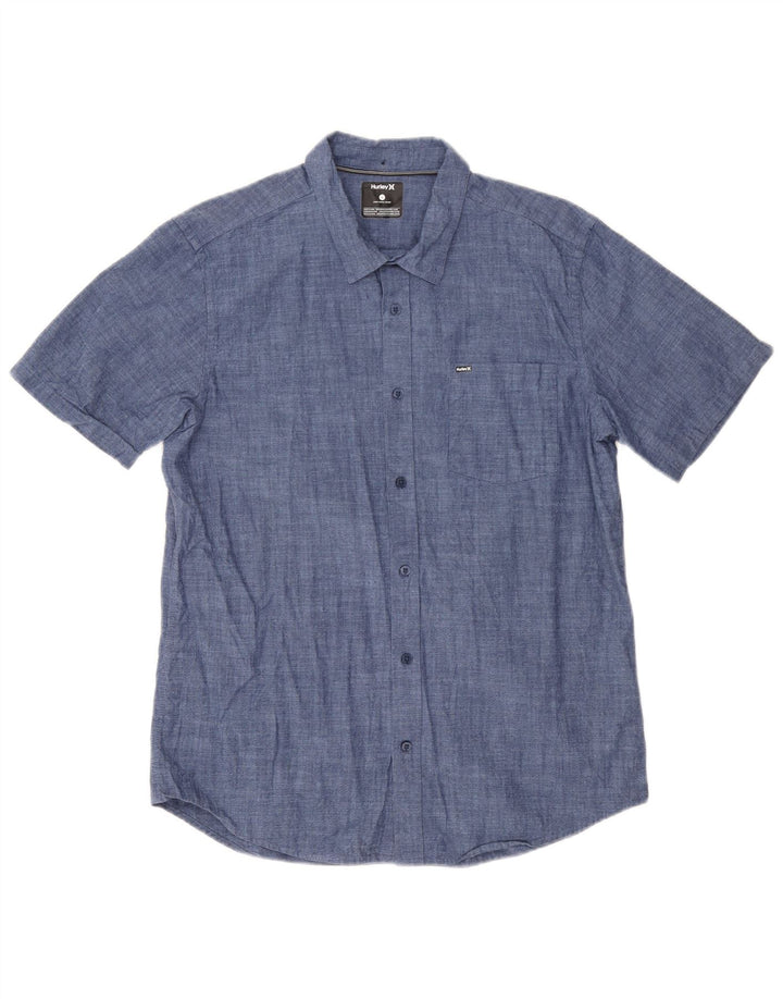Hurley Mens Short Sleeve Shirt Large Blue Cotton