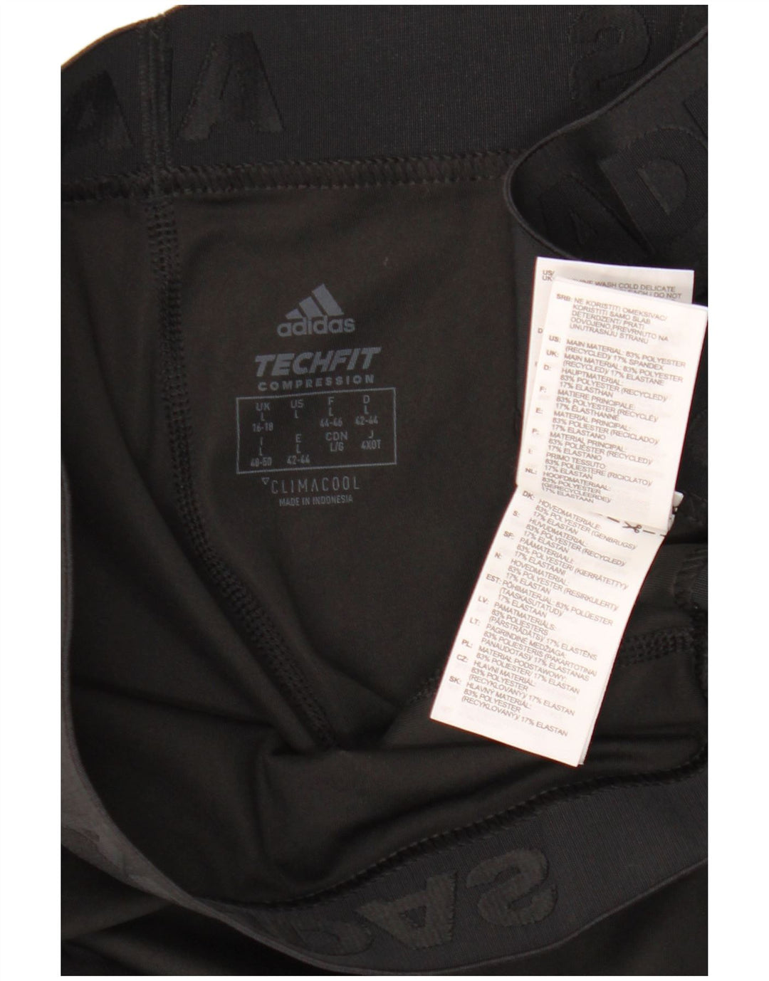 Adidas Womens Tech Fit Capri Leggings UK 16/18 Large Black Polyester