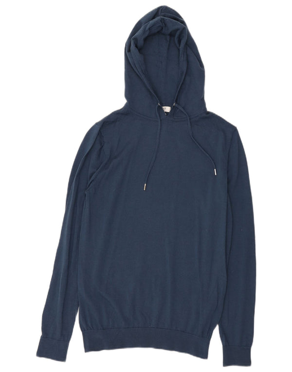 Reiss Pull à capuche pour femme UK 12 Laine mérinos Bleu marine moyen