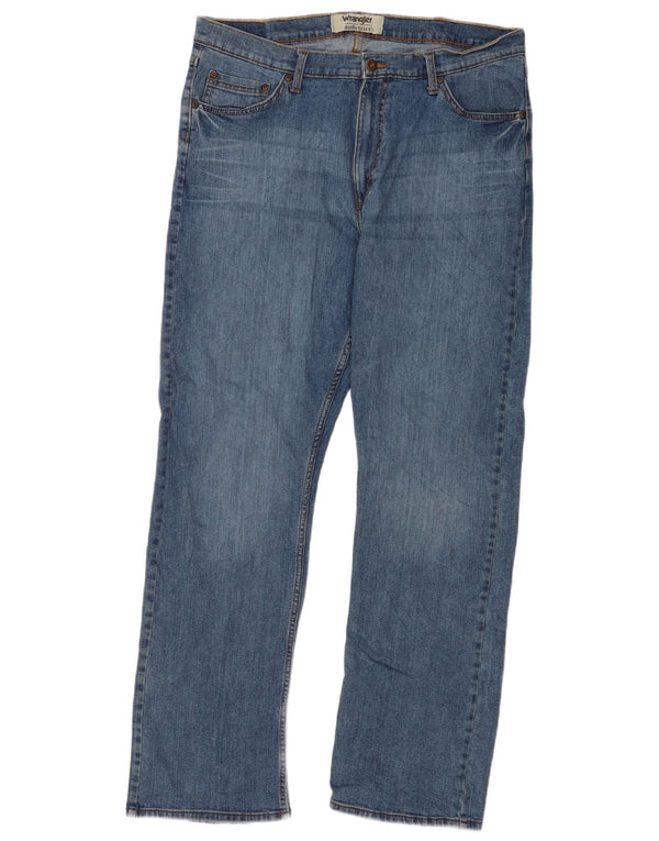 Wrangler Mens Straight Jeans W36 L32 Azul Algodão
