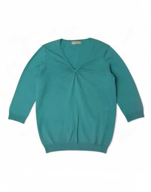 Maglione maglione con scollo a V da donna Marks & Spencer UK 16 grande turchese