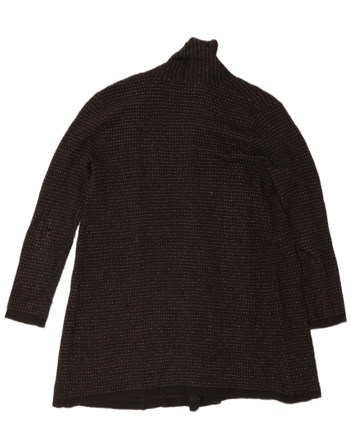 Zara Womens Longline Open Cardigan Sweater UK 10 Petit Noir Polyester