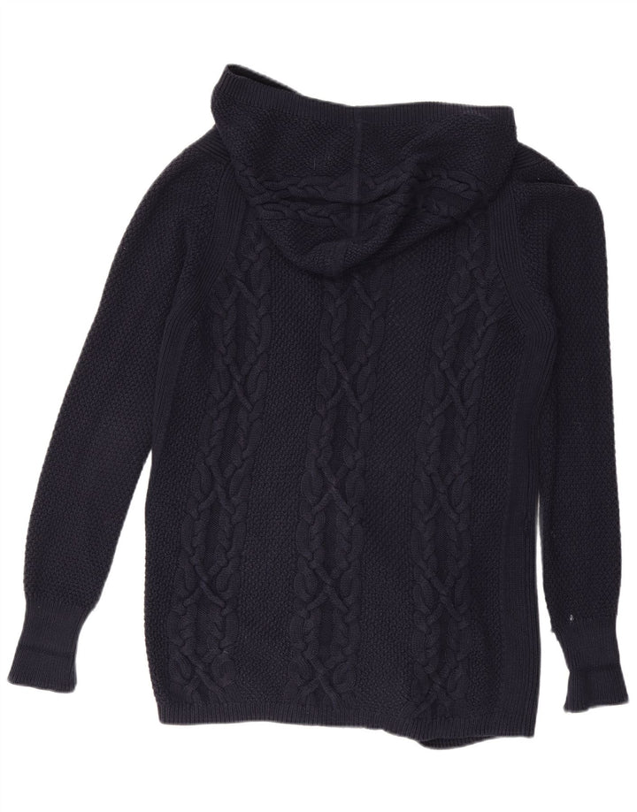 MASSIMO DUTTI Maglione cardigan lungo da donna UK 10 piccolo blu navy