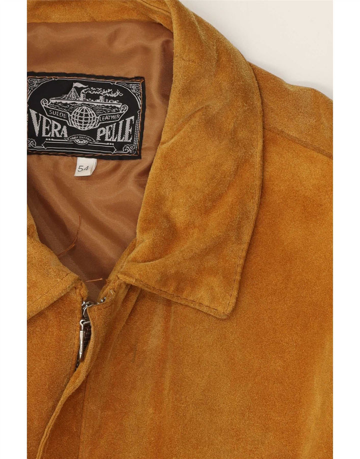veste en daim homme vintage IT 54 2XL Cuir marron