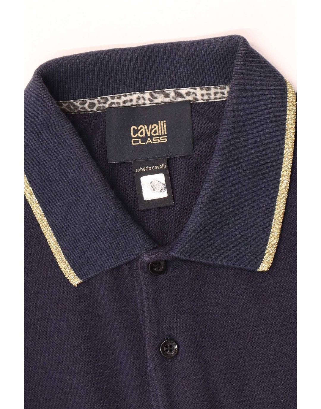Roberto Cavalli Mens Polo Shirt Small Navy Blue Cotton