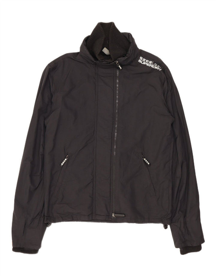 SUPERDRY Mens Graphic Rain Jacket UK 38 Medium Black Nylon