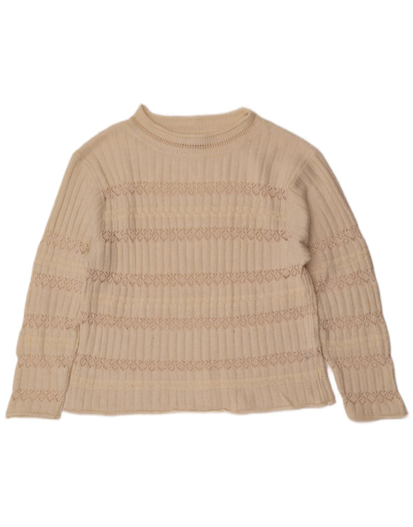 Maglione Zara da donna con scollo a barca UK 10 piccolo a righe bianco sporco