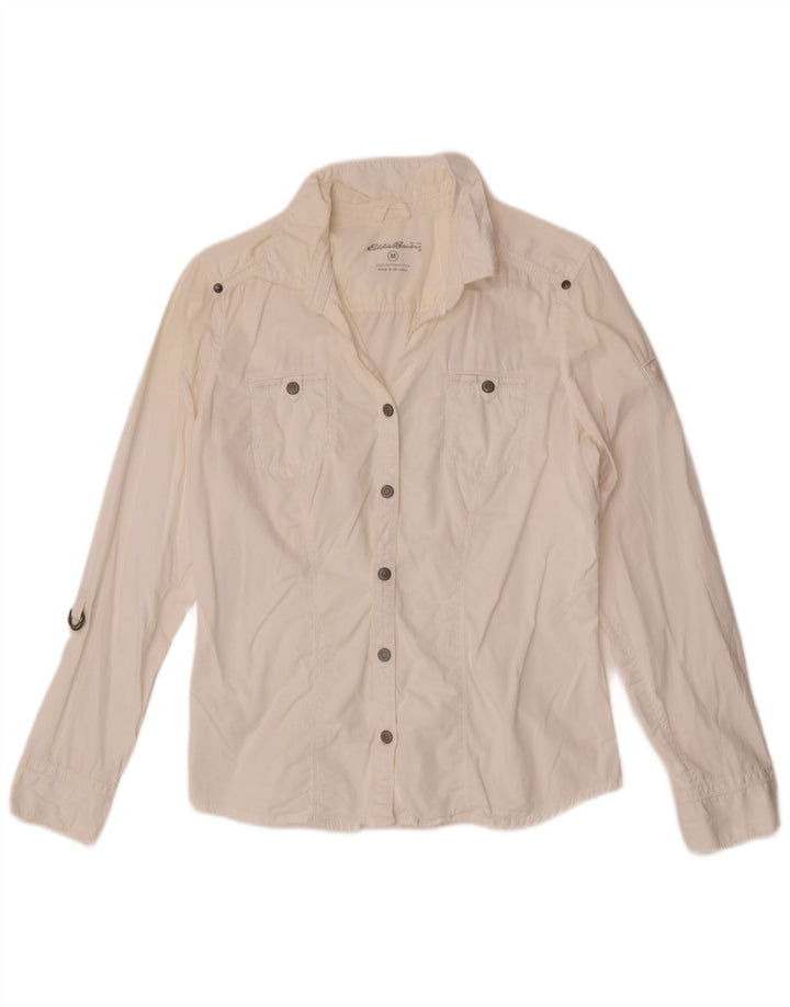Eddie Bauer Womens Shirt UK 14 Medium White Cotton