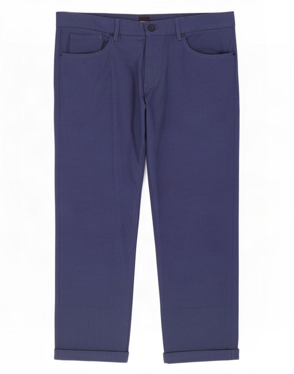 Мужские повседневные брюки стандартного кроя Hugo Boss W38 L28 темно-синие с узором «гусиные лапки»