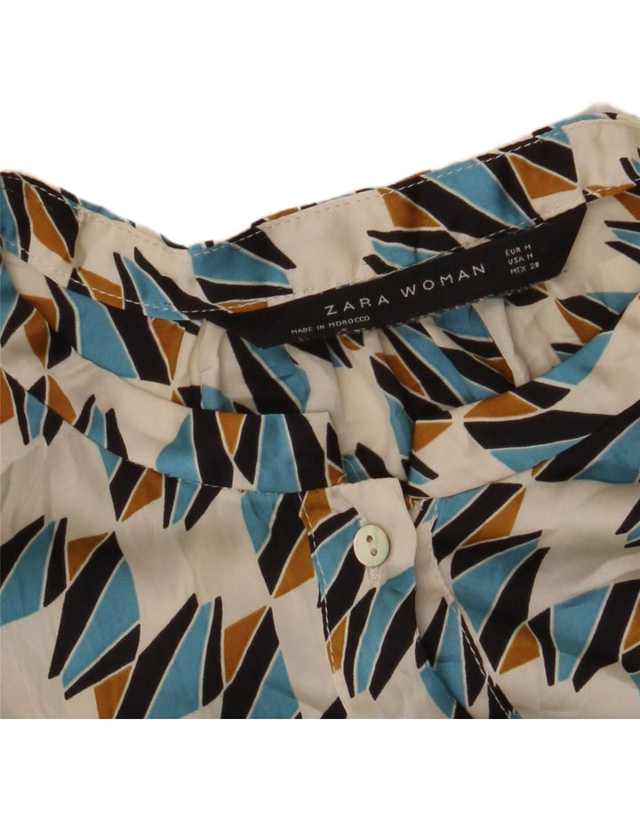 ZARA Womens Oversized Shirt Blouse UK 14 Medium Off White Geometric Vintage Zara and Second-Hand Zara from Messina Hembry 