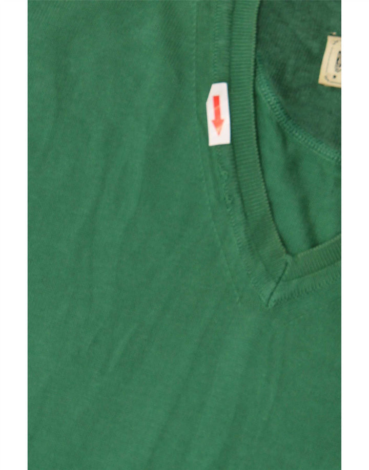Marlboro Classics Mens V-Neck Jumper Sweater Medium Green Cotton