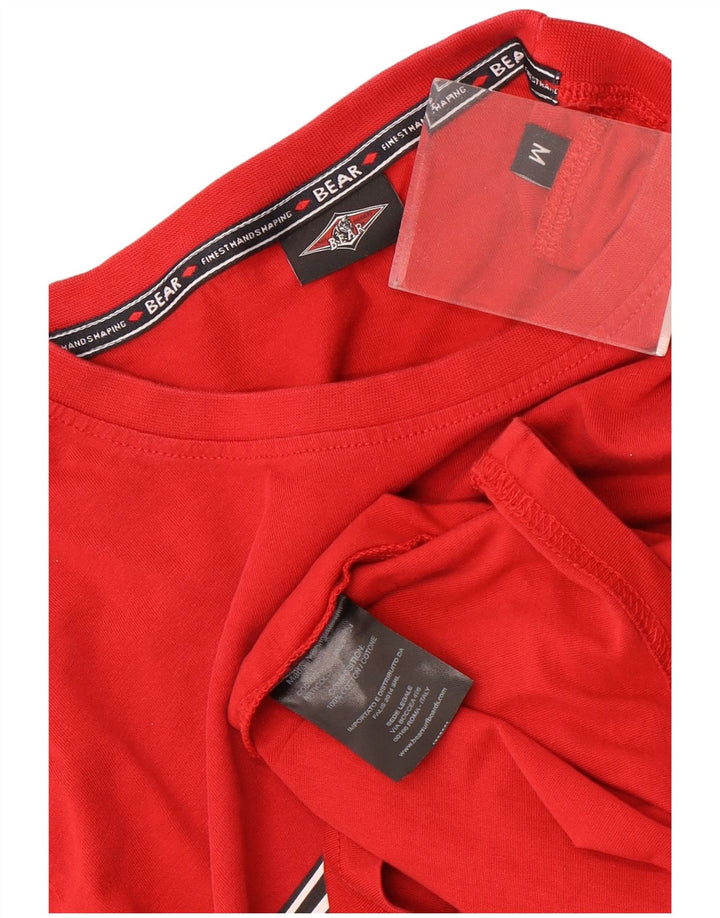 T-shirt grafica da uomo Bear Top in cotone rosso medio