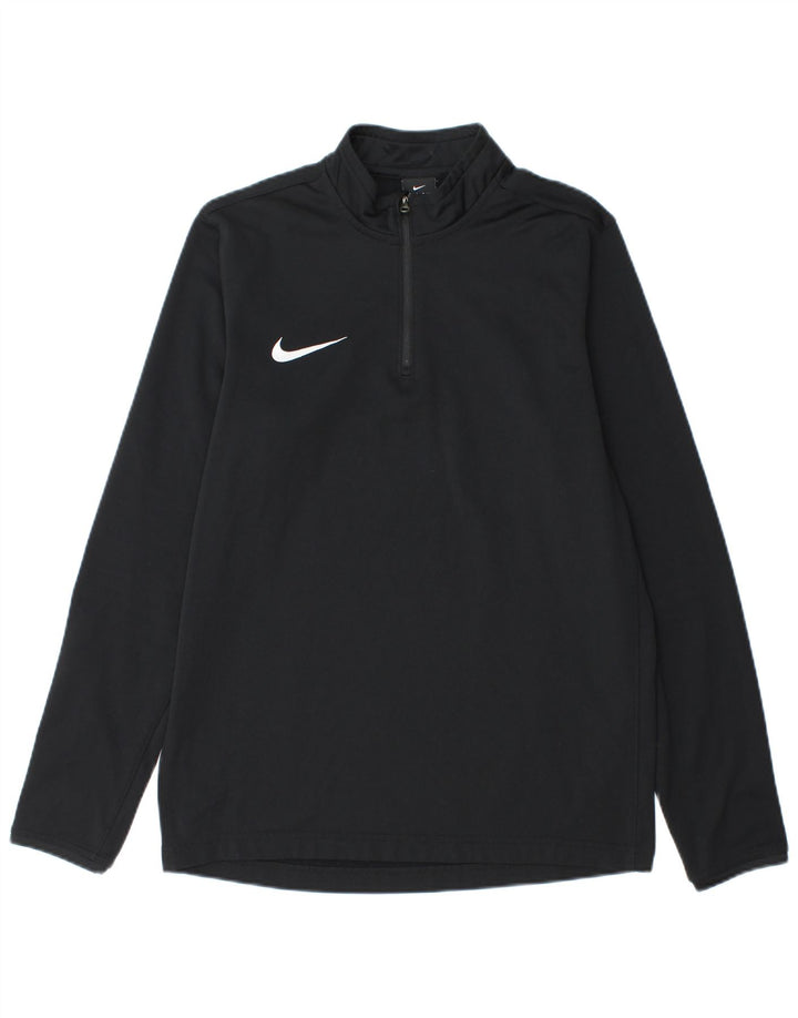 Męski dres Nike Dri Fit z zamkiem błyskawicznym na szyi, średni czarny poliester