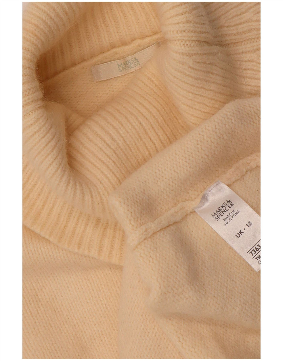 Marks & Spencer Rollkragenpullover für Damen, UK 12, Mittelbeige mit Blumenmuster