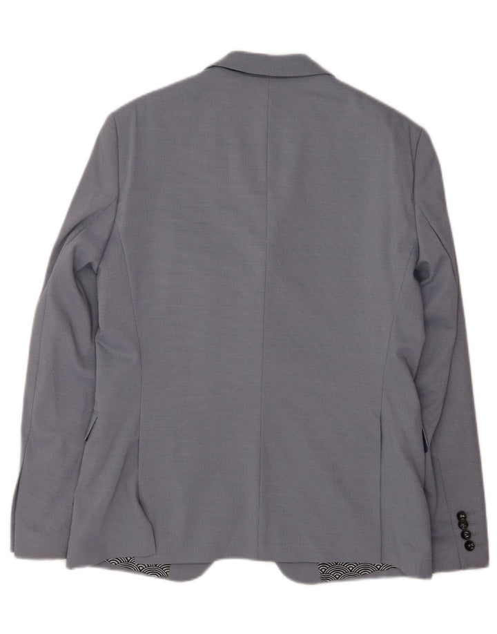 Zara Herre 2-knaps blazerjakke EU 52 Stor blå polyester
