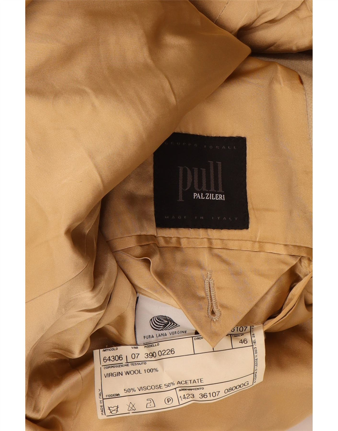 Pal Zileri Herrenmantel IT 46 Small Beige Schurwolle