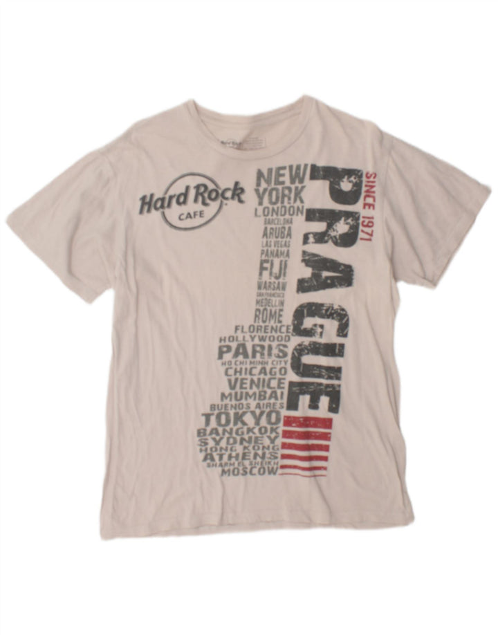 Hard Rock Cafe Mens Prague Graphic T-Shirt Top Medium White Cotton