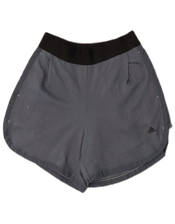 Adidas Womens Sport Shorts UK 12/14 Medium Grey Colourblock Cotton