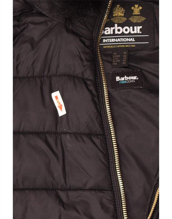 Barbour Womens Hooded Padded Jacket UK 14 Large Black Polyamide