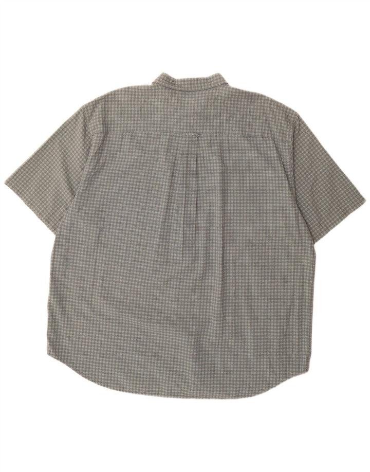 Eddie Bauer Mens Short Sleeve Shirt 2XL Grey Gingham Cotton