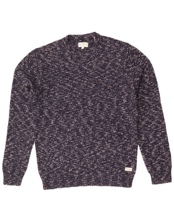 Męski sweter Jack Wills z okrągłym dekoltem, duży granatowy, nakrapiana wełna jagnięca