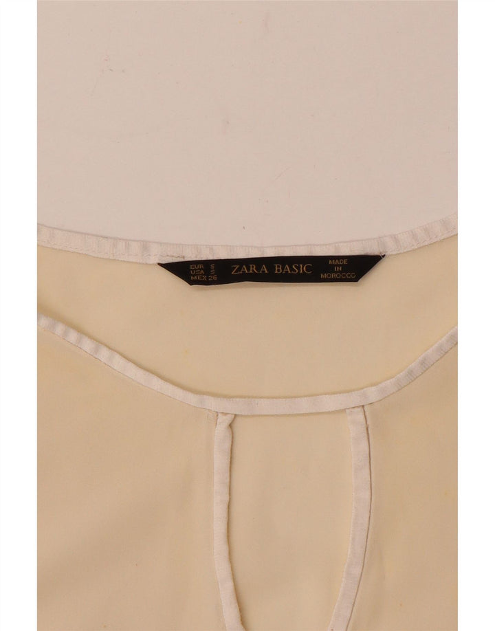 Zara Womens Long Sleeve Blouse Top UK 10 Small Beige