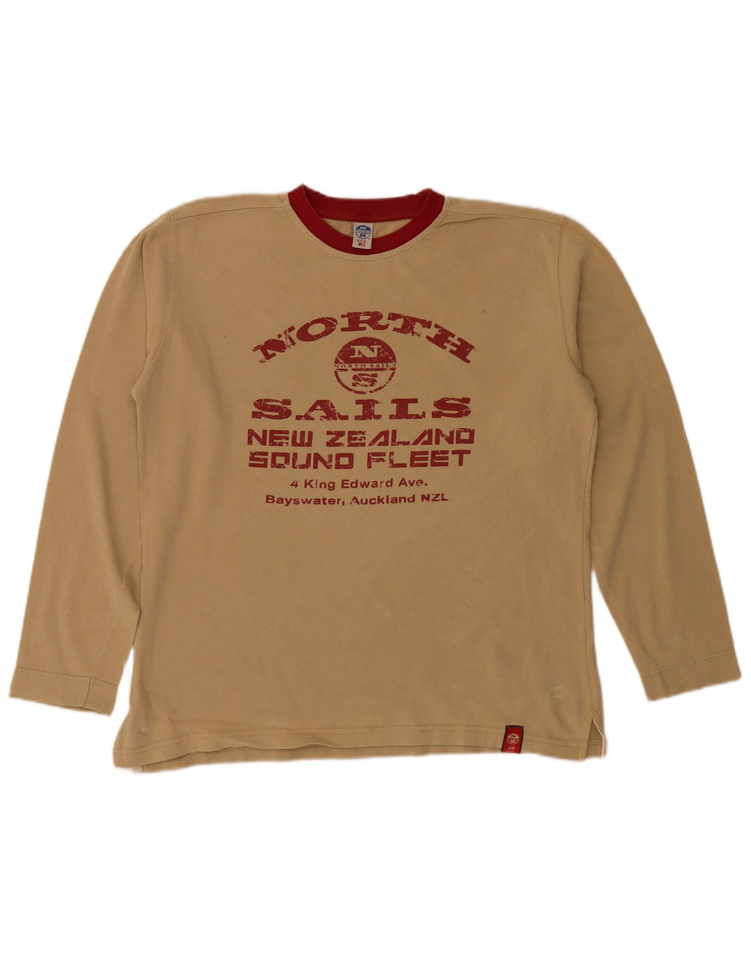 North Sails Mens Graphic Top Long Sleeve Large Beige Colourblock Cotton