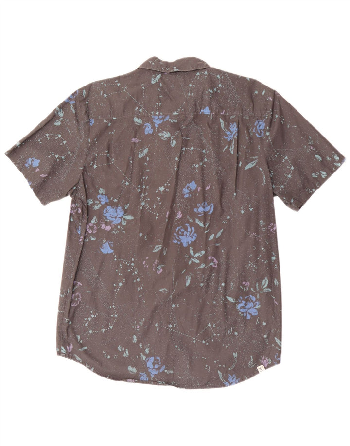VANS Mens Short Sleeve Shirt Medium Grey Floral Cotton