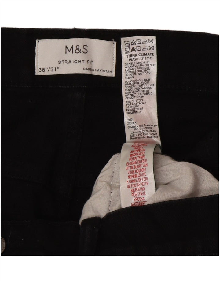 Marks & Spencer Mens Straight Jeans W36 L31 Black Cotton