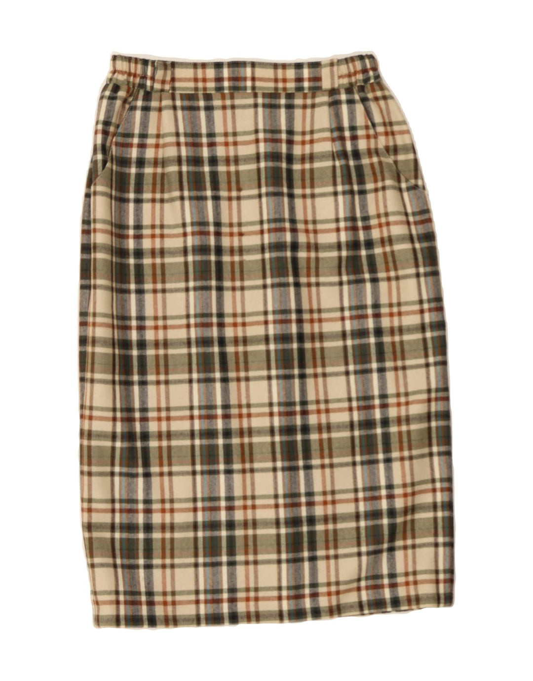 SCHMEINCK  Womens Midi Skirt IT 40 Small W30  Beige Plaid Vintage Schmeinck and Second-Hand Schmeinck from Messina Hembry 