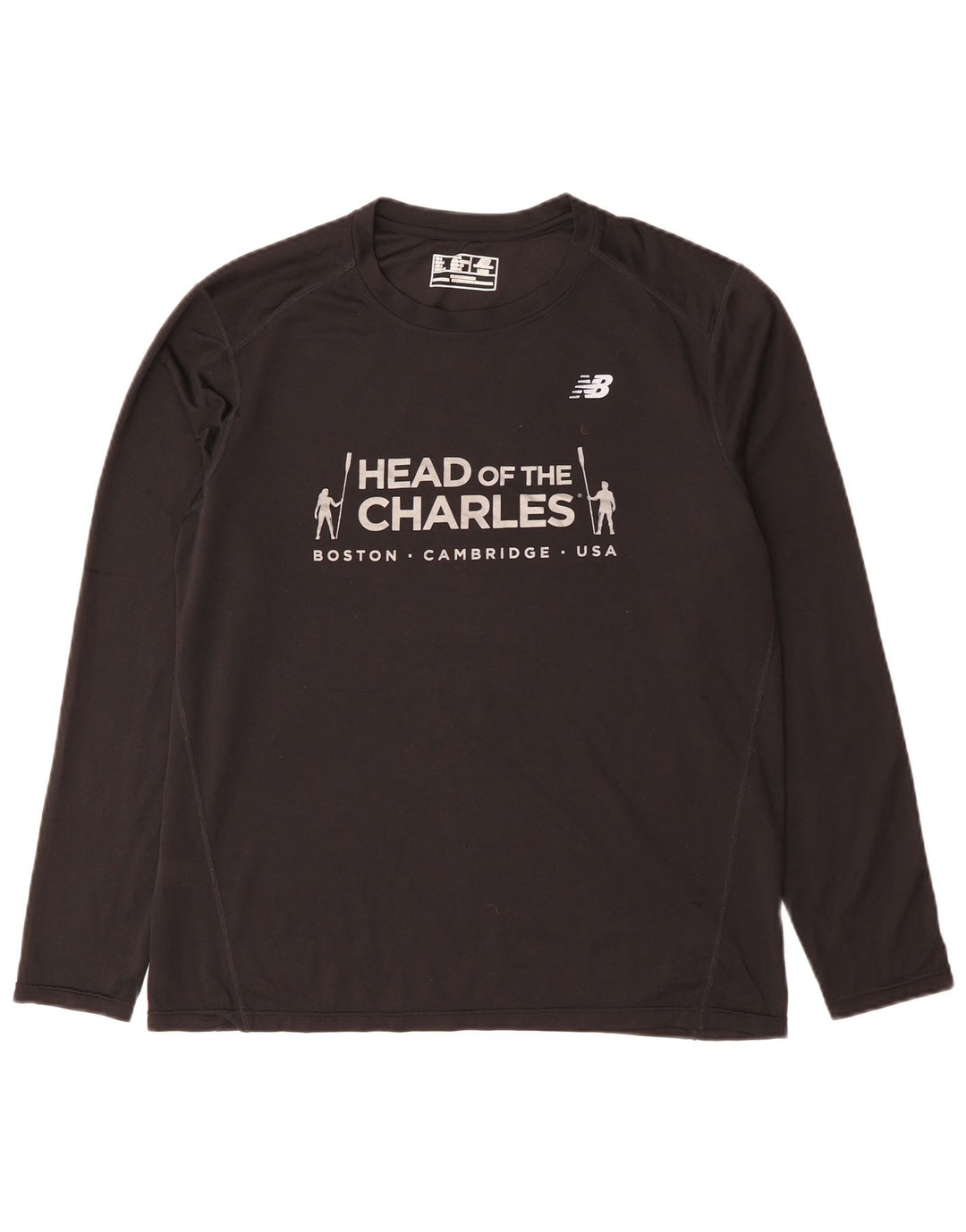 New Balance Mens Boston Graphic Top Long Sleeve Large Black