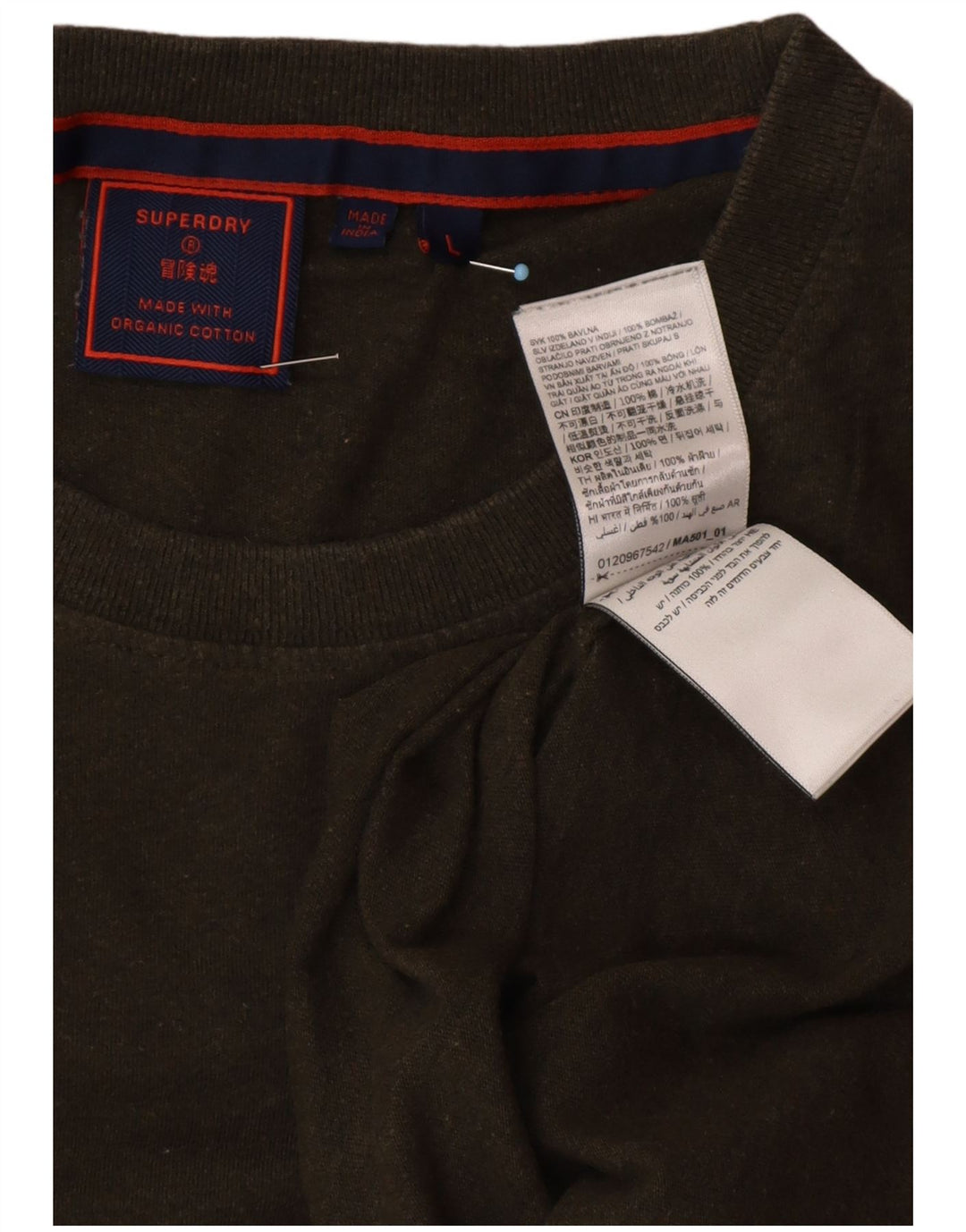 SUPERDRY Herre T-Shirt Top Stor Grøn Bomuld