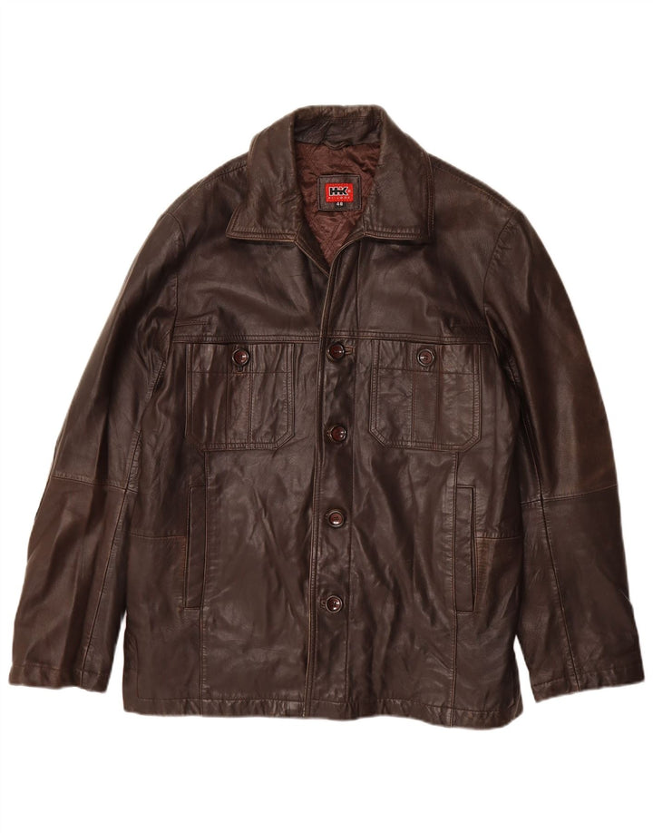 Vintage Mens Leather Jacket EU 48 Medium Brown Leather