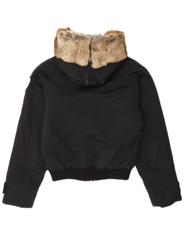 Blauer Jaqueta bomber acolchoada com capuz para meninas 13-14 anos Poliéster preto moderno