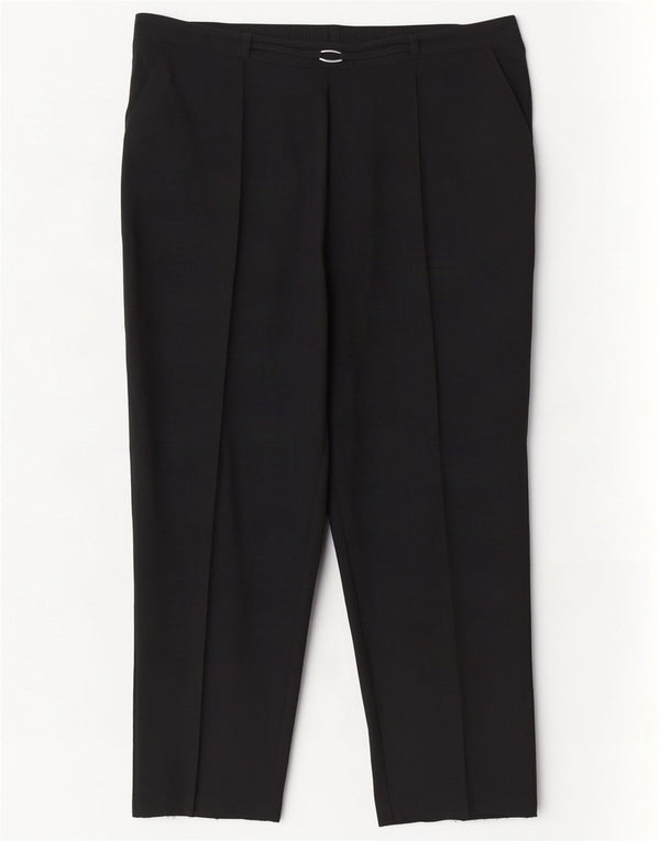 Calça casual feminina de cintura alta Marks & Spencer UK 20 2XL W40 L26 preta