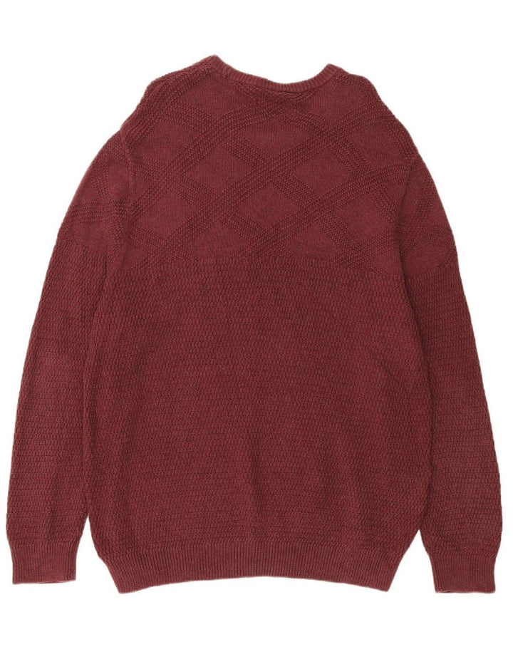 Suéter masculino CHAPS grande e alto com gola redonda XL algodão borgonha