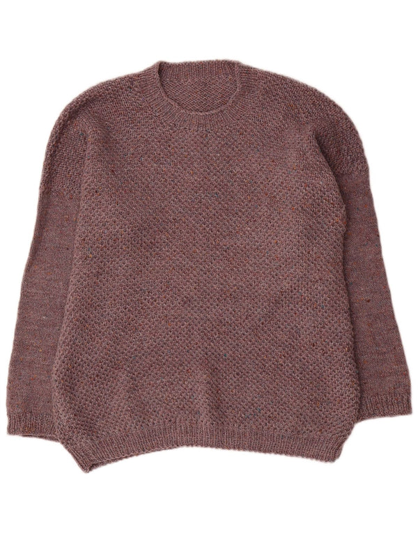 vintage Womens Crew Neck Jumper Pull UK 18 XL Marron Moucheté
