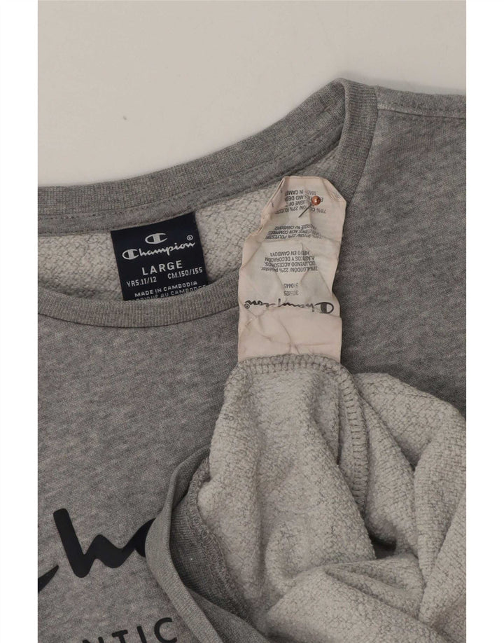 Champion Boys Graphic Sweatshirt Jumper 11-12 Years Large Grey Flecked