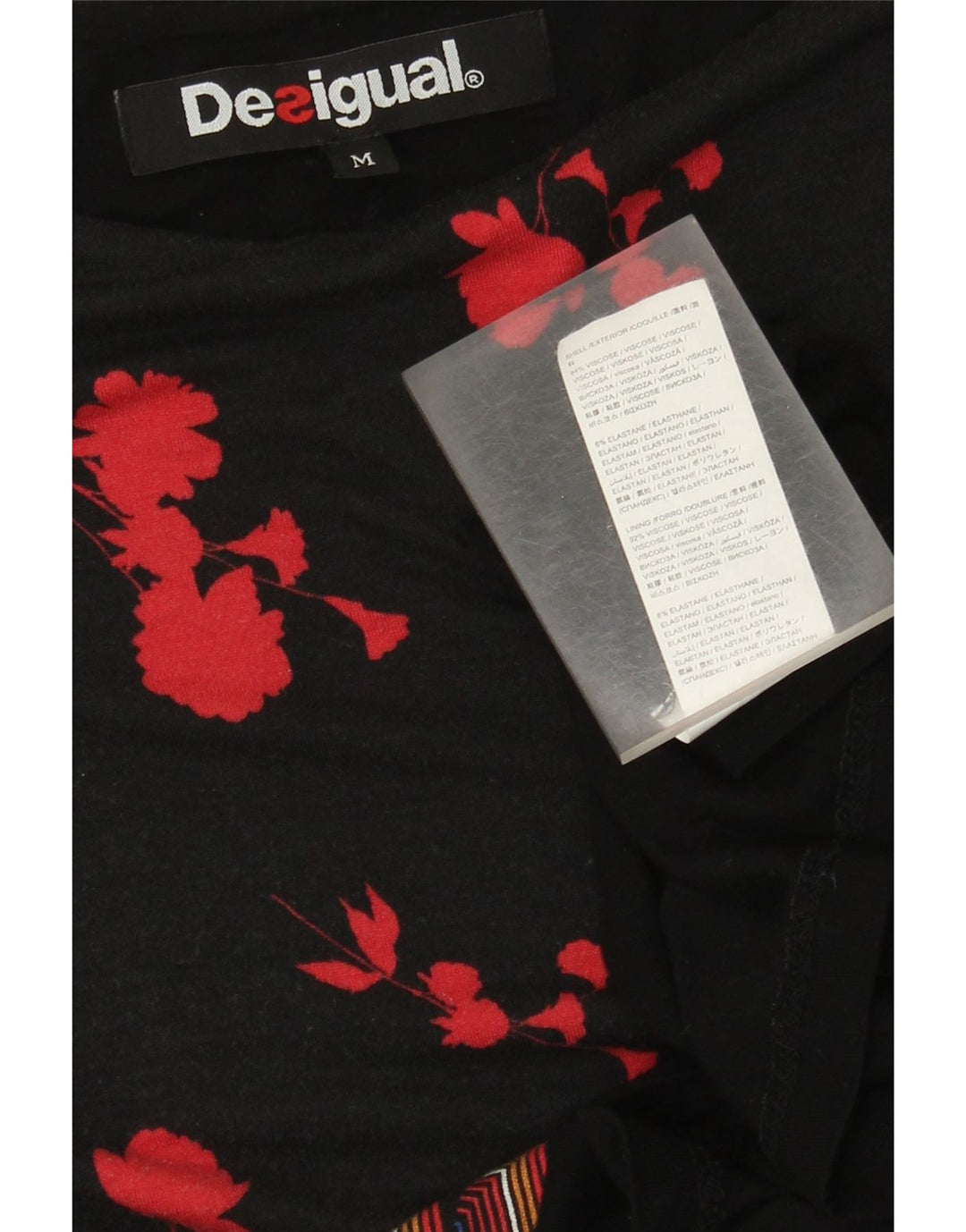 Desigual Womens Top Long Sleeve UK 12 Medium Black Floral Viscose
