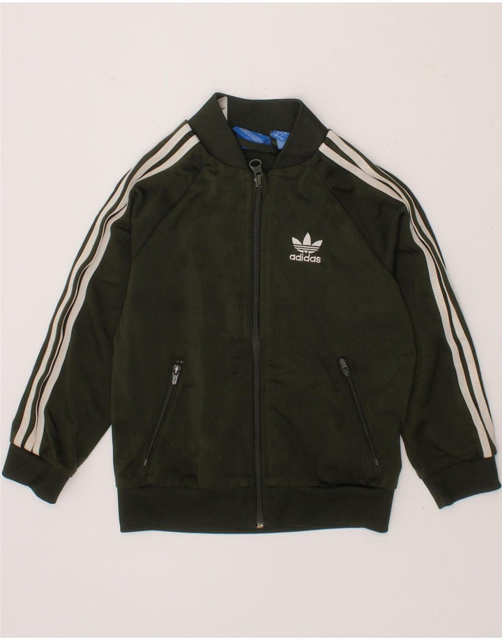 ADIDAS Boys Tracksuit Top Jacket 3-4 Years Khaki Polyester Vintage Adidas and Second-Hand Adidas from Messina Hembry 