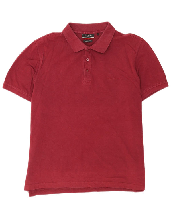 Męska koszulka polo Pierre Cardin o regularnym kroju XL, bordowa, bawełniana