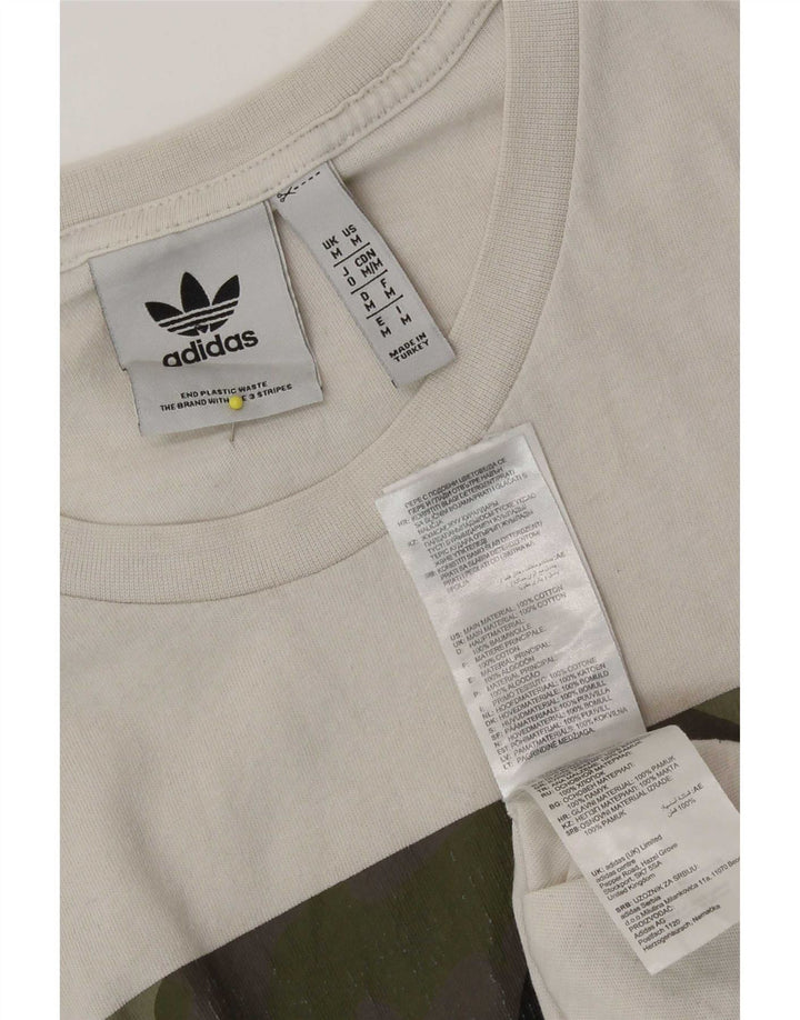 Adidas Mens Graphic T-Shirt Top Medium White Camouflage Cotton